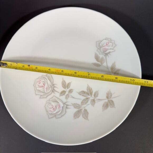 Noritake Edenrose 2 Dinner Plates Gray/Pink/White Roses VTG - Picture 10 of 14